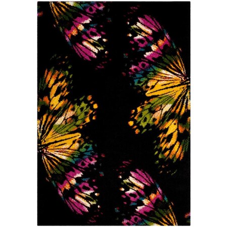 Safavieh 6 ft.-7 in. x 9 ft.-2 in. Fiesta Shag Power Loomed Medium Rectangle Area Rug Black & Yellow FSG368D-6